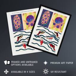Artery8 Vintage Sea Life Pattern Designs Vintage Framed Wall Art Print Seguy - Size: A4 - thumbnail 2