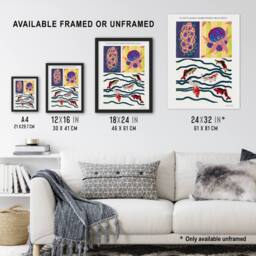 Artery8 Vintage Sea Life Pattern Designs Vintage Framed Wall Art Print Seguy - Size: A4 - thumbnail 3