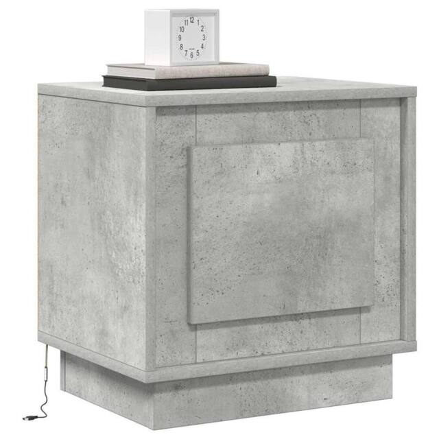 Berkfield Home Modern Bedside Cabinet with LED Lights Concrete Grey 44x34, 5x45 cm - image 1
