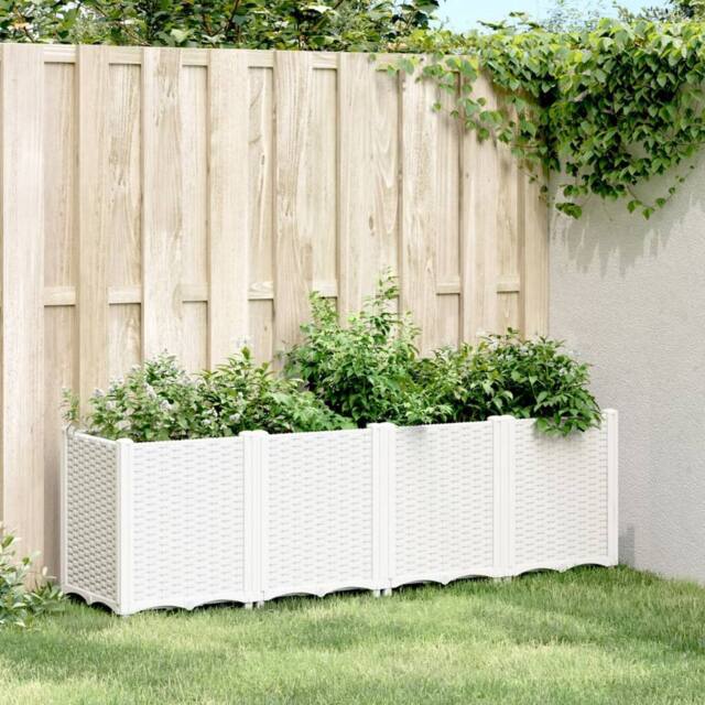 Berkfield Home Garden Planter White 160x40x53 cm PP - Size: 160 x 40 x 53 cm - image 1