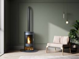 OKO Bio Ethanol Fires OKO Extra Tall Angled Decorative Metal Stove Pipe in Charcoal Grey in Dark Grey - thumbnail 3