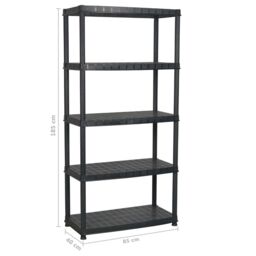 Berkfield Home Storage Shelf 5-Tier Black 85x40x185 cm Plastic - Size: 85 x 40 x 185 cm - thumbnail 7
