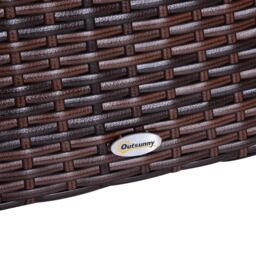 OUTSUNNY Rattan Side Table Outdoor Tea Coffee with Umbrella Hole for Bistro Patio Garden in Brown - thumbnail 9