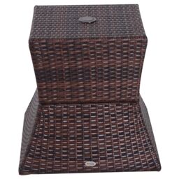OUTSUNNY Rattan Side Table Outdoor Tea Coffee with Umbrella Hole for Bistro Patio Garden in Brown - thumbnail 7