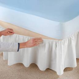 Coopers of Stortford Stretch Fit Bed Valance Made from Cotton & Polyester 740 x 38cm in Cream - Size: 740 x 38 cm