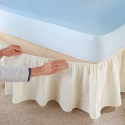 Coopers of Stortford Stretch Fit Bed Valance Made from Cotton & Polyester 740 x 38cm in Cream - Size: 740 x 38 cm - thumbnail 2
