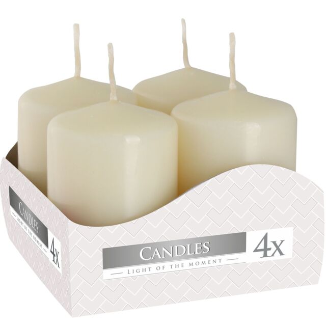 KDMD Set of 4 Pillar Candles 40x60mm - Ivory in Cream - image 1