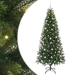 Berkfield Home Elegant Artificial Christmas Tree with 300 LEDs Green 210 cm PE a - thumbnail 3