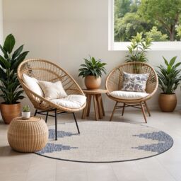 Livabliss Eagean-Modern Blue Beige Pink Black Grey In- & Outdoor Rug - Size: 160 cm diameter - thumbnail 8