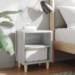 Berkfield Home Bed Cabinets with Solid Wood Legs 2 pcs Grey Sonoma 40x30x50 cm - Size: 40 x 30 x 50 cm - thumbnail 1