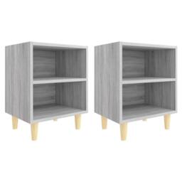 Berkfield Home Bed Cabinets with Solid Wood Legs 2 pcs Grey Sonoma 40x30x50 cm - Size: 40 x 30 x 50 cm - thumbnail 2