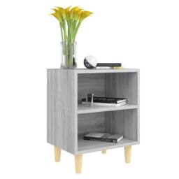 Berkfield Home Bed Cabinets with Solid Wood Legs 2 pcs Grey Sonoma 40x30x50 cm - Size: 40 x 30 x 50 cm - thumbnail 3