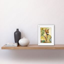 "Artery8 Wall Art Print Oriental Shorthair Cat with Art Nouveau Botanical Patterns Colourful Watercolour Artwork Framed 9X7 Inch - Size: W7"" x H9""" - thumbnail 2