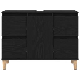 Berkfield Home Sink Cabinet Black Oak 80x33x60 cm Engineered Wood - Size: 80 x 33 x 60 cm - thumbnail 7