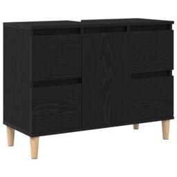 Berkfield Home Sink Cabinet Black Oak 80x33x60 cm Engineered Wood - Size: 80 x 33 x 60 cm - thumbnail 2