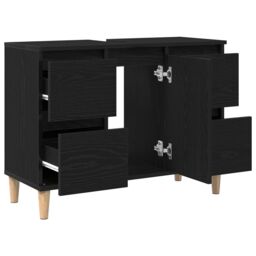 Berkfield Home Sink Cabinet Black Oak 80x33x60 cm Engineered Wood - Size: 80 x 33 x 60 cm - thumbnail 5