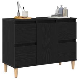 Berkfield Home Sink Cabinet Black Oak 80x33x60 cm Engineered Wood - Size: 80 x 33 x 60 cm - thumbnail 3
