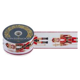 VFM e-Store Christmas Ribbon Garland 7cm x 10cm White X 1 - Size: 7 cm x 10 cm