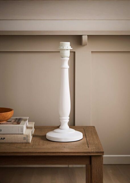 ValueLights Victoria Traditional Wooden Stem Table Lamp Base in White - image 1