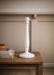 ValueLights Victoria Traditional Wooden Stem Table Lamp Base in White - thumbnail 1