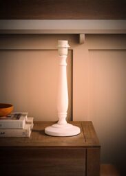 ValueLights Victoria Traditional Wooden Stem Table Lamp Base in White - thumbnail 2
