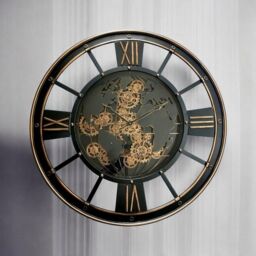 Minster Round Gear Wall Clock - L8 x W80 x H80 cm in Black - Size: 1 Pack - thumbnail 2