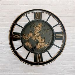 Minster Round Gear Wall Clock - L8 x W80 x H80 cm in Black - Size: 1 Pack - thumbnail 1
