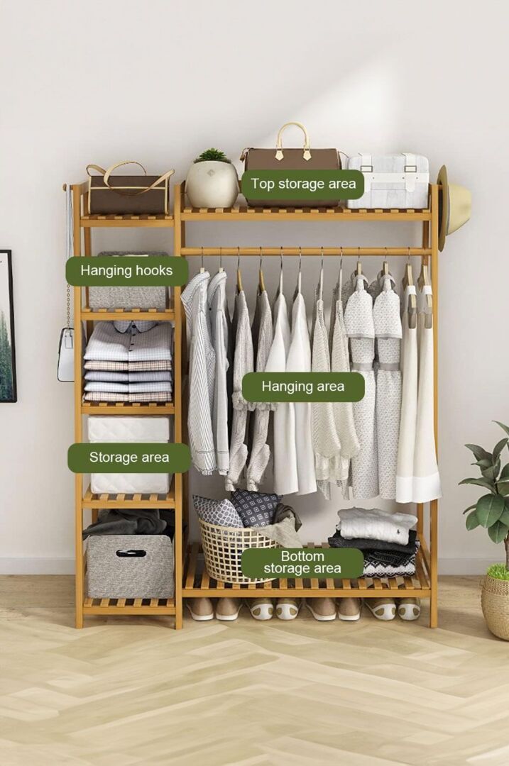 Garment Rack Bamboo Laundry Shelf Bamboo Clothes Stands And Racks