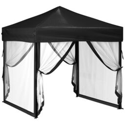 Berkfield Home Folding Party Tent with Sidewalls Black 2x2 m - thumbnail 3
