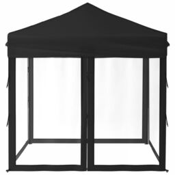 Berkfield Home Folding Party Tent with Sidewalls Black 2x2 m - thumbnail 4