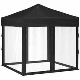 Berkfield Home Folding Party Tent with Sidewalls Black 2x2 m - thumbnail 2