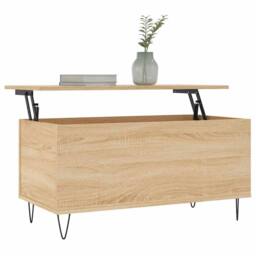 Berkfield Home Coffee Table Sonoma Oak 90x44.5x45 cm Engineered Wood in Light Tan - thumbnail 3