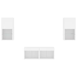 Berkfield Home 4 Piece TV Wall Cabinets with LED Lights White - thumbnail 7