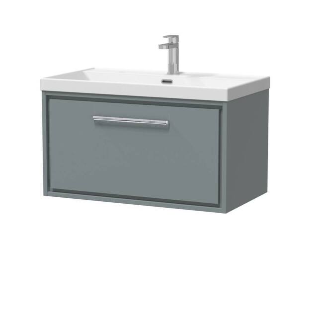 Balterley Bathroom 1 Soft Close Drawer Wall Hung Vanity Unit Basin, Grey, 600mm in Grey - image 1