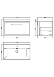 Balterley Bathroom 1 Soft Close Drawer Wall Hung Vanity Unit Basin, Grey, 600mm in Grey - thumbnail 2