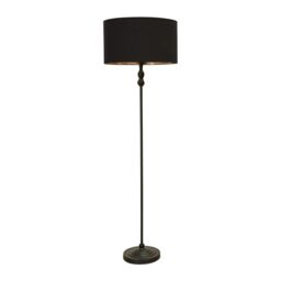ValueLights Maggie Black Metal Candlestick Floor Lamp with Black & Metallic Gold Shade - thumbnail 2