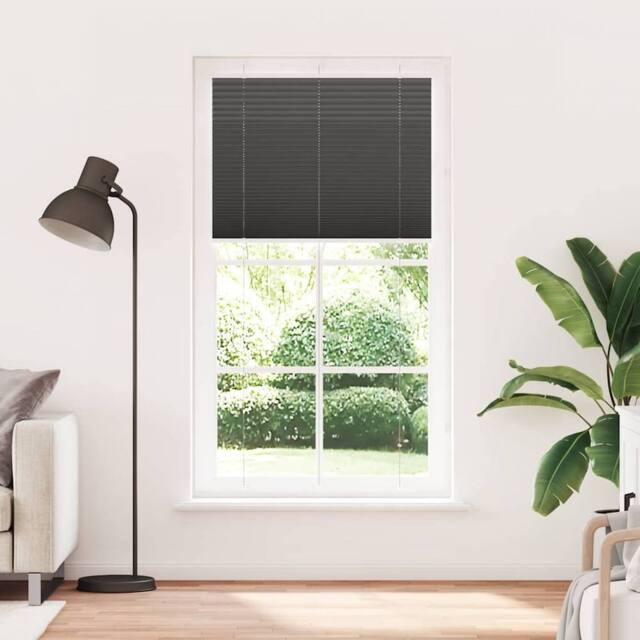 Berkfield Home Pleated Blind Black 105x200 cm Fabric Width 104.4 cm Polyester - image 1