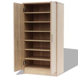 Berkfield Home Shoe Cabinet 7 Shelves Oak in Brown - thumbnail 4