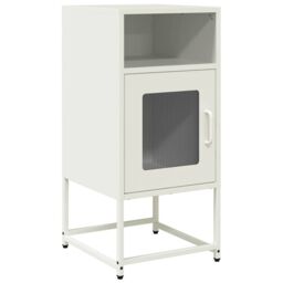 Berkfield Home Bedside Cabinet White 36x39x78 cm Cold-rolled Steel - Size: 36 x 39 x 78 cm - thumbnail 2