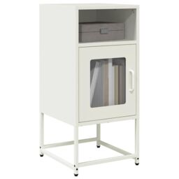 Berkfield Home Bedside Cabinet White 36x39x78 cm Cold-rolled Steel - Size: 36 x 39 x 78 cm