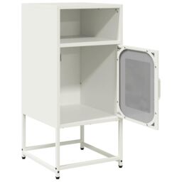 Berkfield Home Bedside Cabinet White 36x39x78 cm Cold-rolled Steel - Size: 36 x 39 x 78 cm - thumbnail 5