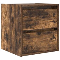 Berkfield Home Wall-mounted Bedside Cabinets 2 pcs Smoked Oak 38x34x40 cm in Brown - Size: 38 x 34 x 40 cm - thumbnail 5