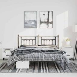 Berkfield Home Metal Bed Frame with Headboard Black 135x190 cm Double - thumbnail 4