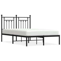Berkfield Home Metal Bed Frame with Headboard Black 135x190 cm Double - thumbnail 1