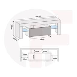 Mex Furniture LTD TV Unit Floe 130cm - White with Gloss Doors & LED Lights - thumbnail 6