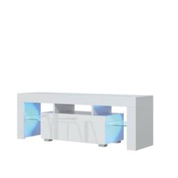 Mex Furniture LTD TV Unit Floe 130cm - White with Gloss Doors & LED Lights - thumbnail 5