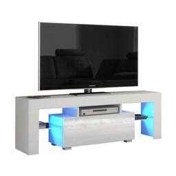 Mex Furniture LTD TV Unit Floe 130cm - White with Gloss Doors & LED Lights - thumbnail 3