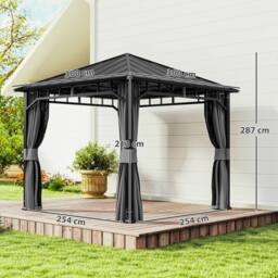 OUTSUNNY 3 x 3 m Hardtop Gazebo with Galvanised Steel Roof & Sides in Dark Grey - thumbnail 3