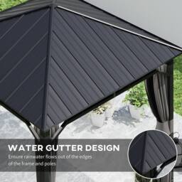OUTSUNNY 3 x 3 m Hardtop Gazebo with Galvanised Steel Roof & Sides in Dark Grey - thumbnail 5