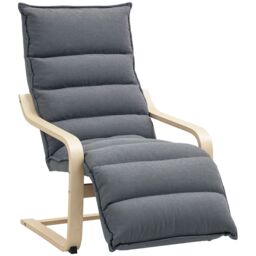 HOMCOM Birch Wood Lounge Chair for Living Room, Bedroom in Dark Grey - thumbnail 2
